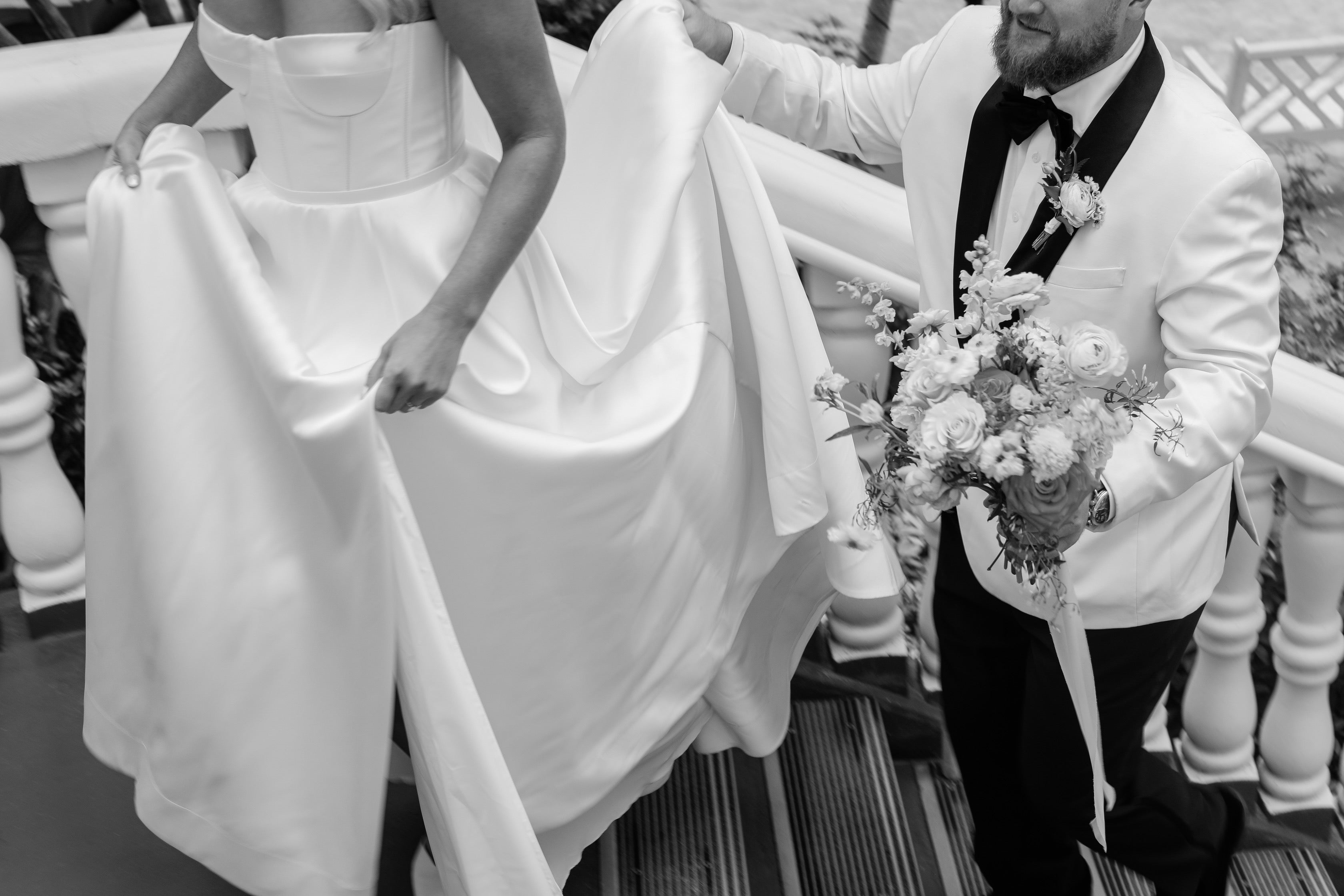 A Photo of A bride and Groom Walking to see their custom wedding decor